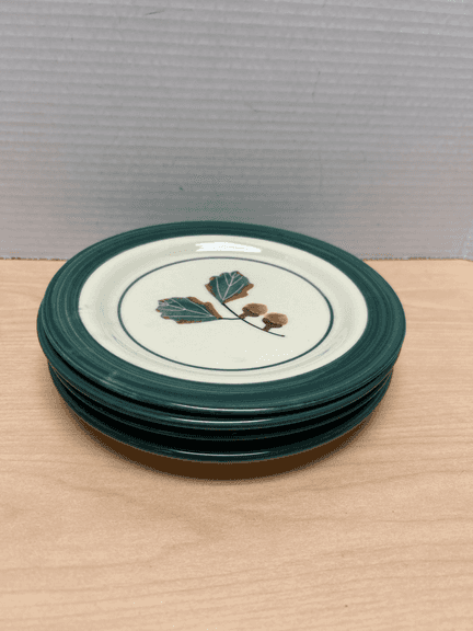 Set of 4 Hartstone Pottery Salad Plates – 8" – Assorted Leaf Designs
