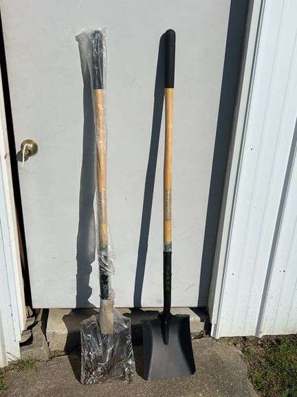 2 New Alpha Silverback Flat Head Shovels, Wood Handles