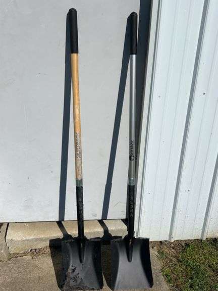 2 New Alpha Silverback Flat Head Shovels, Wood & Metal Handles