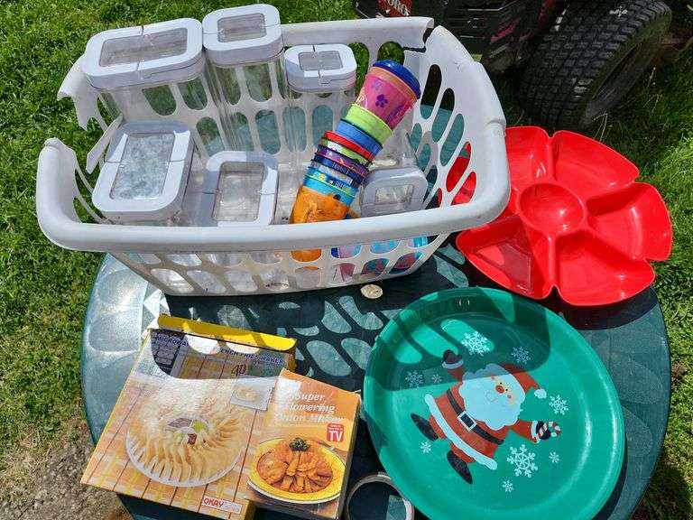 Onion Maker, Trays, Plastic Canisters, Etc.