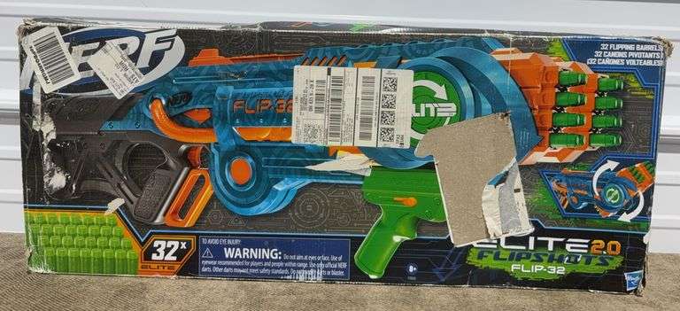 **OPEN BOX/APPEARS NEW** NERF Elite 2.0 Flipshots Flip-32 Blaster, Rotating Dart Barrels