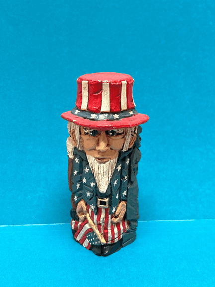 Vintage Hand-Carved Uncle Sam Folk Art Figure – Patriotic Americana – Signed – 5"