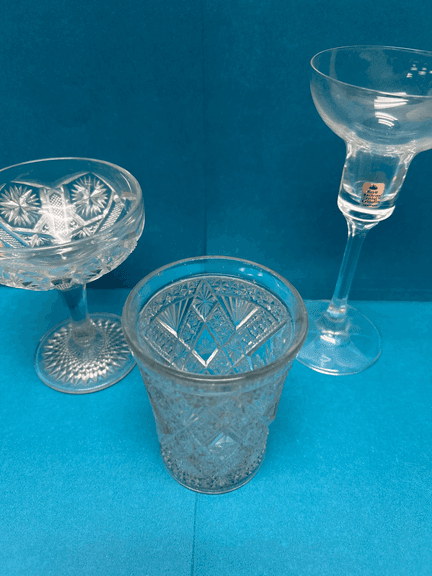 Assorted Glassware: Cut Glass Coupe, Royal Bavarian Crystal Stemware & Patterned Tumbler