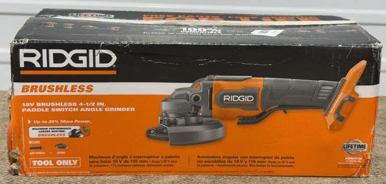 **OPEN BOX/APPEARS NEW** RIDGID 18V Brushless Cordless 4.5" Angle Grinder - R86047B (Tool Only)