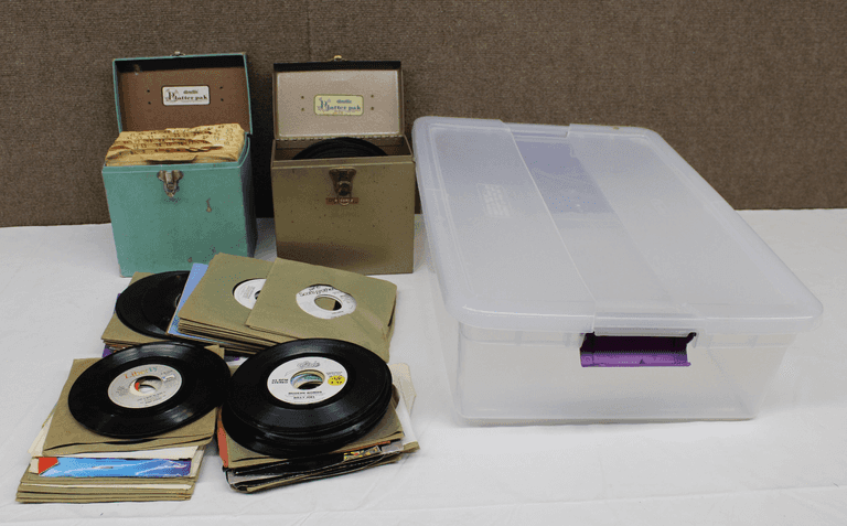 45 Rpm Columbia Storage Box 45 RPM Vinyl Records with Storage Boxes and Plastic Bin - Auction Ohio