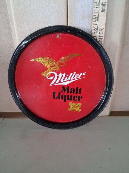 Miller Malt Liquor Metal Tray 10.75'' Has Holes For Hanging