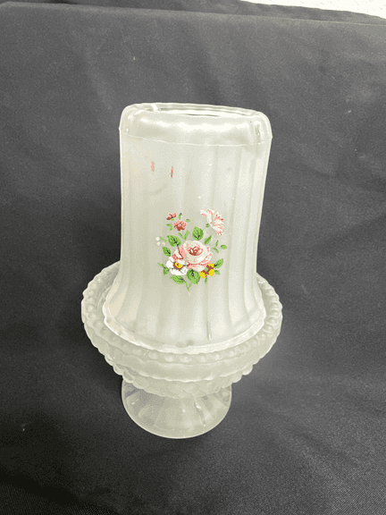 Vintage Satin Glass Fairy Lamp Candle Holder – Hand Painted  display picture 1