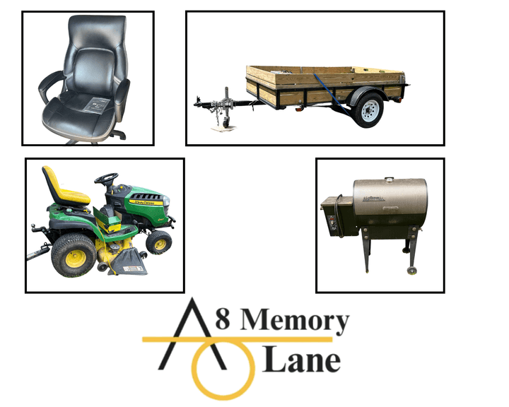 Small Downsizing Sale Offering John Deere Mower, Utility Trailer, Traeger, & Household Items.