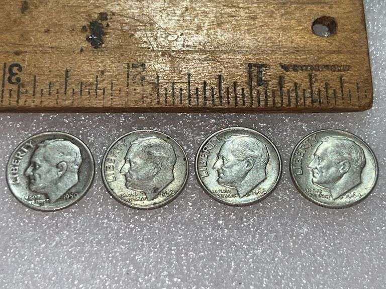 Silver Dimes, 1958D, 1964D, 1962D, & 1950D