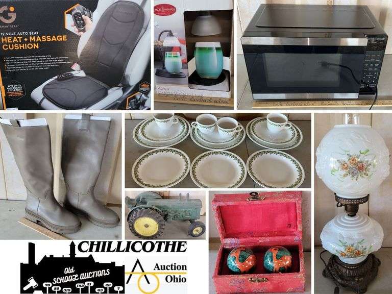 CHILLICOTHE: Vintage Parlor Lamp, North Face, Tommy Hilfiger, Corelle, Candle Warmer, & More