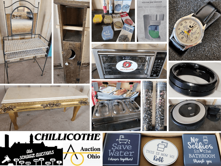 CHILLICOTHE: Marble Top Stand, Vanity, Camo Bows, Tools, Bathroom Vanity Cabinet, & More