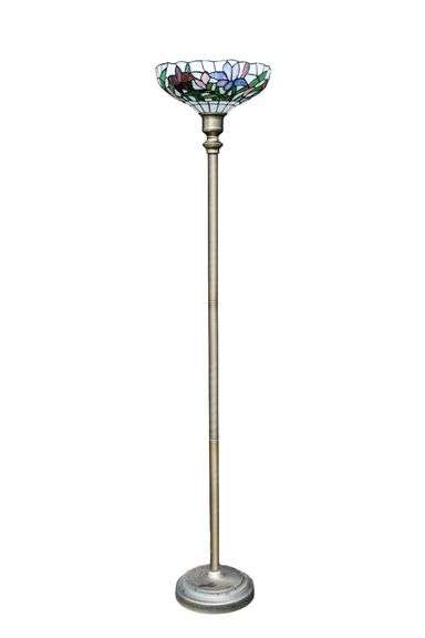 Torchiere Floor Lamp with Tiffany Style Glass Shade