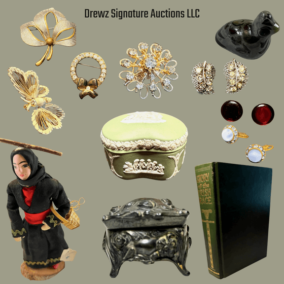 Vintage Jewelry, Brooches, Bracelets, Earrings, Books, Collectibles and More!