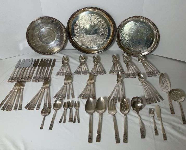 Silver Plate Flatware Settings for 12 & Silver Plate Serving Pieces