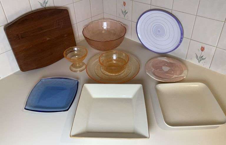 Assorted Serving Pieces Including Orange Bubble Plate,  Bowl & Cup and More
