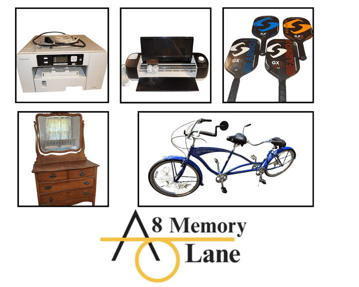 Concrete Goose, Cricut Explore 2, Sawgrass Printer, HTV, Tools, & Vintage Collectibles.