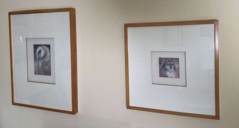 Framed Animal/Nature Prints, Owl and Wolf
