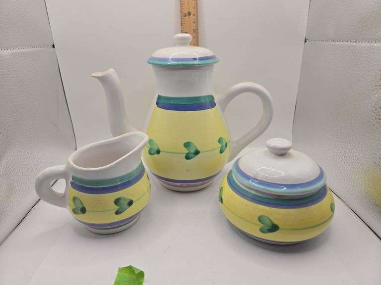 Vintage Caleca pottery carousel Tea set. - Auction Ohio