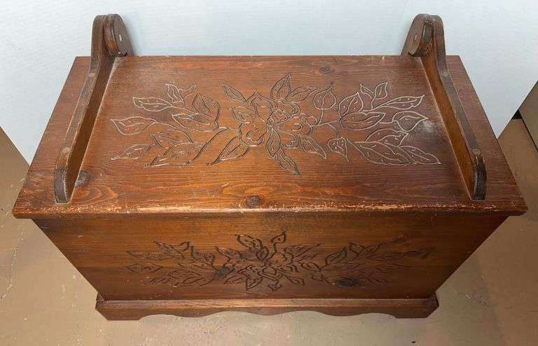 Vintage Hand-Carved Wooden Chest
