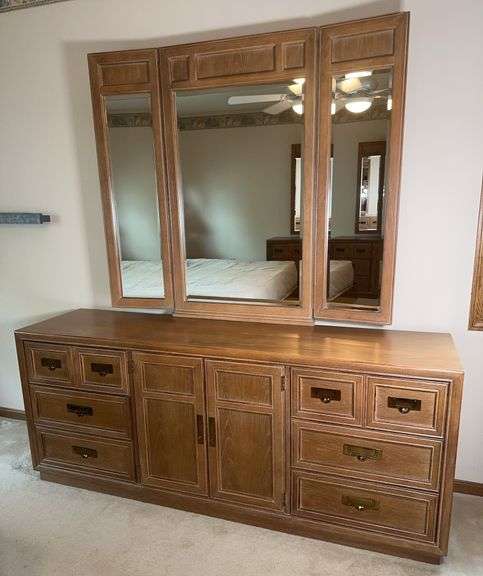 Dresser and Trifold Mirror