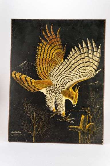 Vintage Turner Print on Board - "North American, Eagle-Hawk" by Richard Reid Mason (1945-2013)