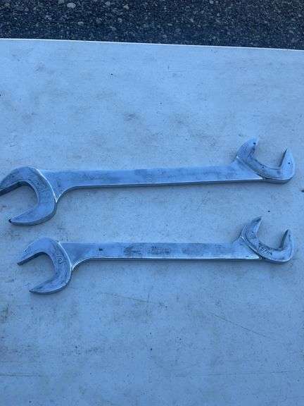 Two Snap-on Open-End Wrenches, 15/8″ and 2″ Sizes