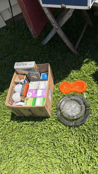 Box of Light Bulbs and Ashtrays