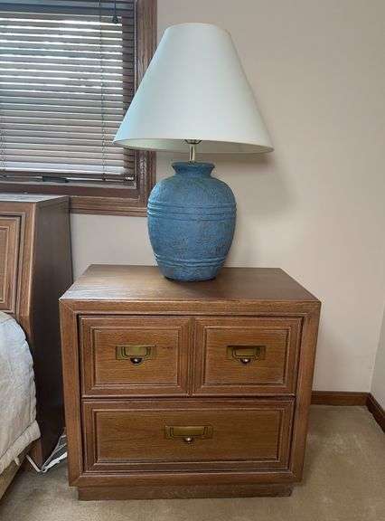 Stanley Nightstand with Blue Lamp