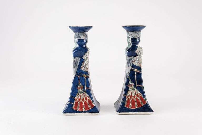 Pair of Chinese Tassel Candlesticks