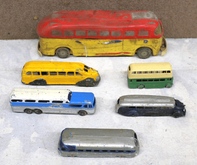 Vintage Metal, Plastic, and Diecast Toy Buses