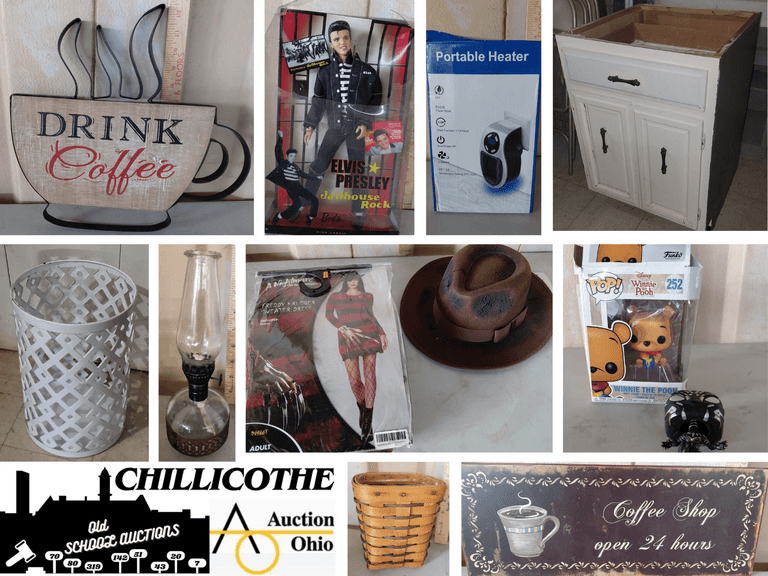 CHILLICOTHE: Elvis Barbie, Holiday Decor, 6' Turkey Inflatable, Brother Sewing Machine, Crocks, & More