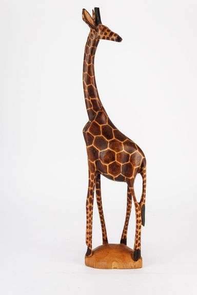 Hand Carved Wooden Giraffe Statue