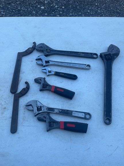Adjustable and Hook Wrenches in Various Sizes and Brands