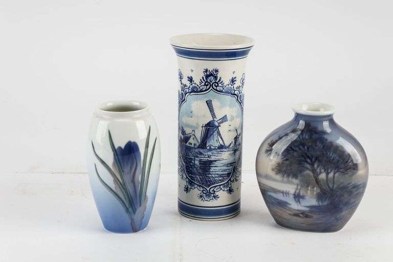 Vase Trio- Dahl Jensen, Bing & Grondahl and Delft