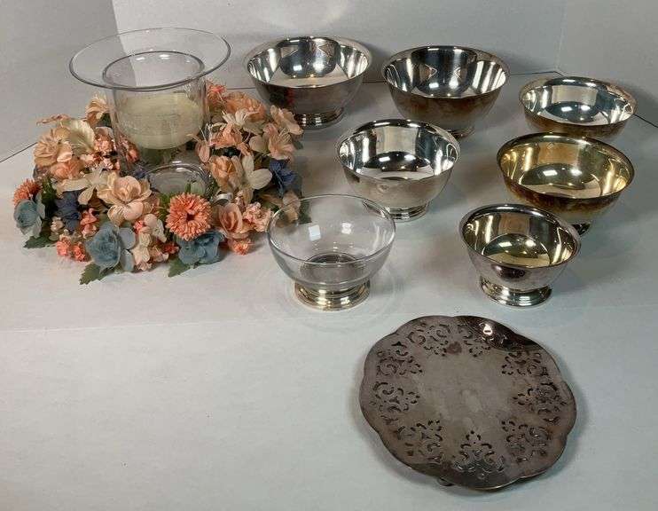 Silver Plate Serveware and Candle Decor