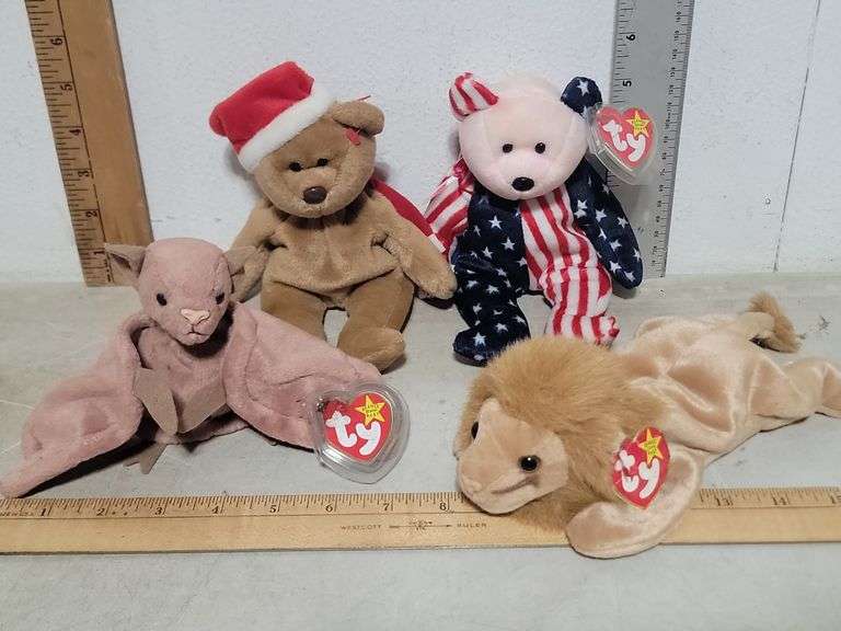Ty Beanie Babies Batty, Spangle And 1997 Teddy Missing Tag, Roary