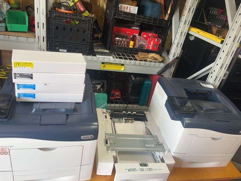 Xerox VersaLink C400 Printers with Additional Paper Trays and Compatible Toner Cartridges