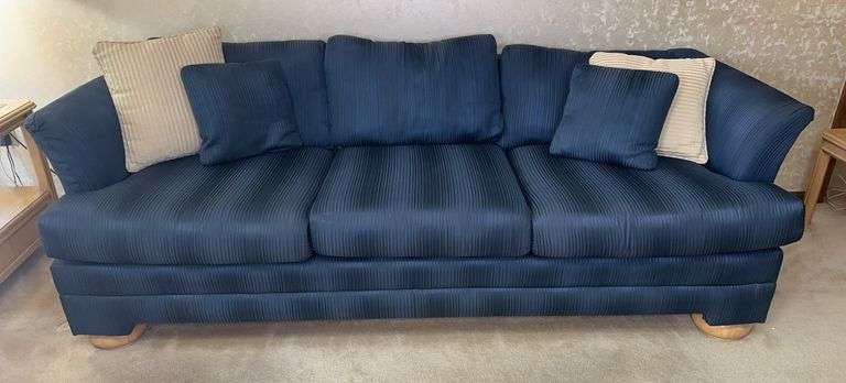 Navy Sofa with Throw Pillows