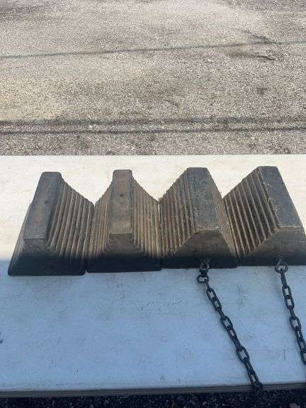 Heavy-Duty Rubber Wheel Chocks with Attached Chains