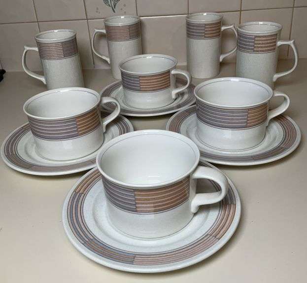 Mikasa 4 Flat Cups and Saucers and 4 Cappuccino Mugs