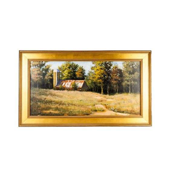 Oil on Canvas Painting of a Farm Landscape by Woodruff Palmer (1953-)