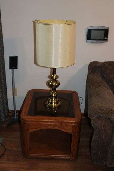 Brass Lamp & Table