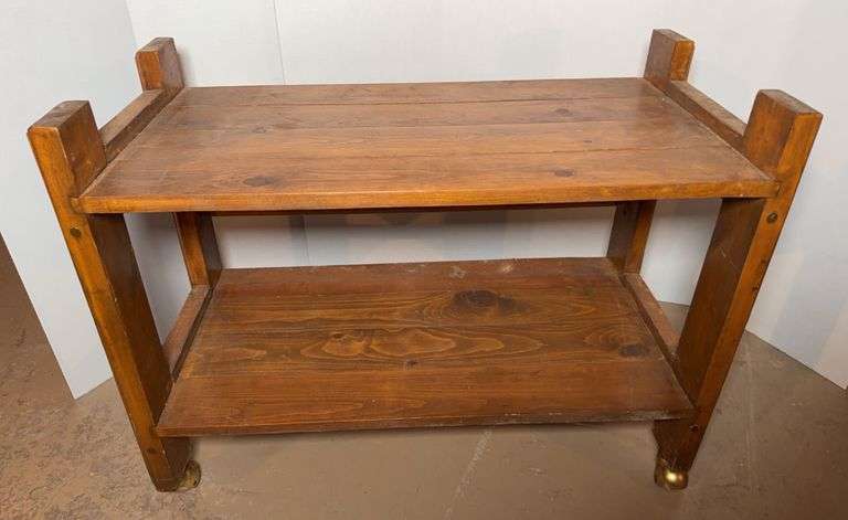 Vintage Wooden Rolling Cart