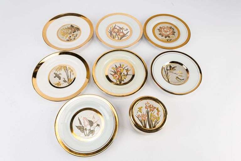 Art of Chokin Japanese Plate Set