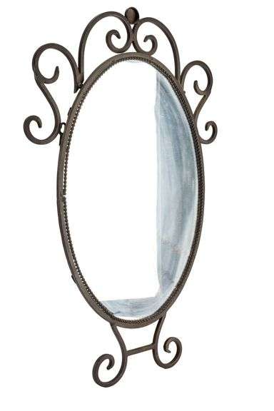 Oval Wall Mirror with Iron Frame