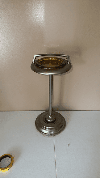 Brass Ashtray Stand with Glass