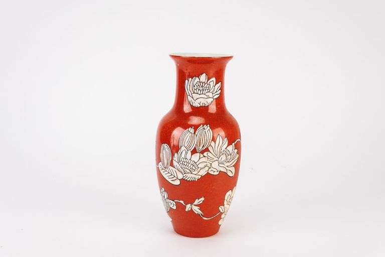 Hand Painted Lotus Japanese Porcelain Vase