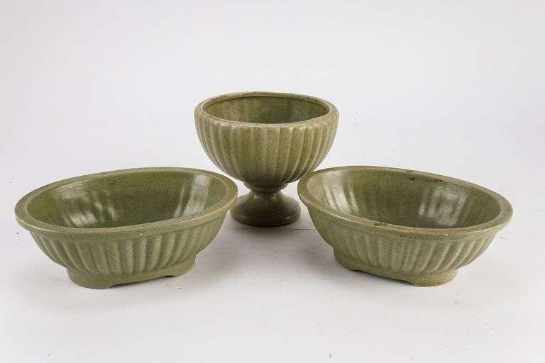 Vintage Haeger Planter Trio in Olive Green
