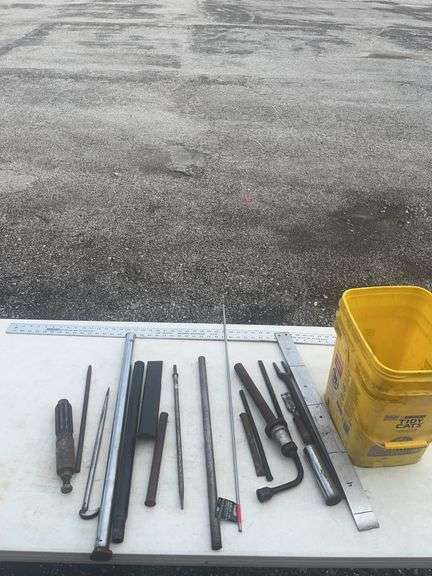 Automotive and Hand Tools with Measuring Ruler and Storage Bucket