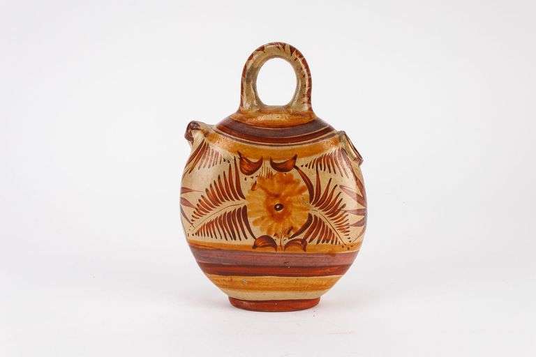 Vintage Tonala Clay Pottery Water Jug From Mexico